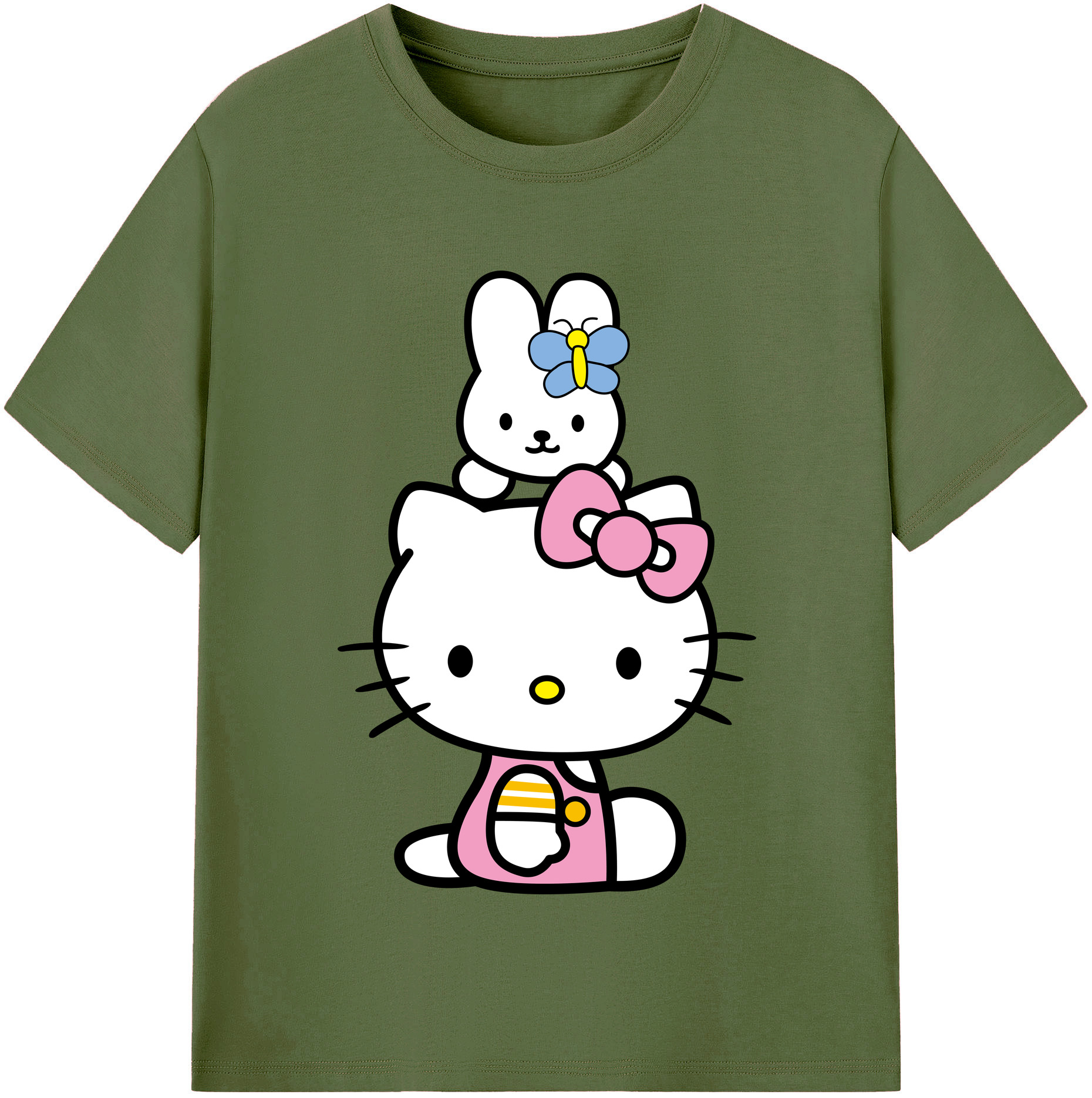 （画像用） Hello Kitty ハローキティ 綿100％半袖Tシャツ（フロントプリント）